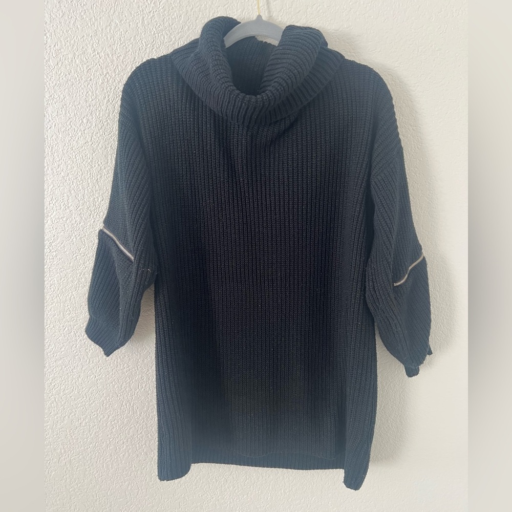 LF Rumor Black Cowl Neck Zip Sweater